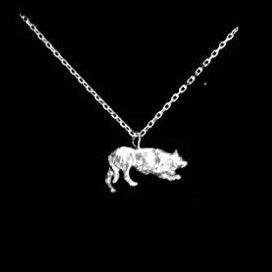 Sterling Silver Border Collie Charm Necklace, 18" Chain